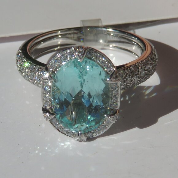 Kat Florence 18K 2.69ct Paraiba Tourmaline & Diamond Cocktail Ring Size: 5.75 - Picture 6 of 17